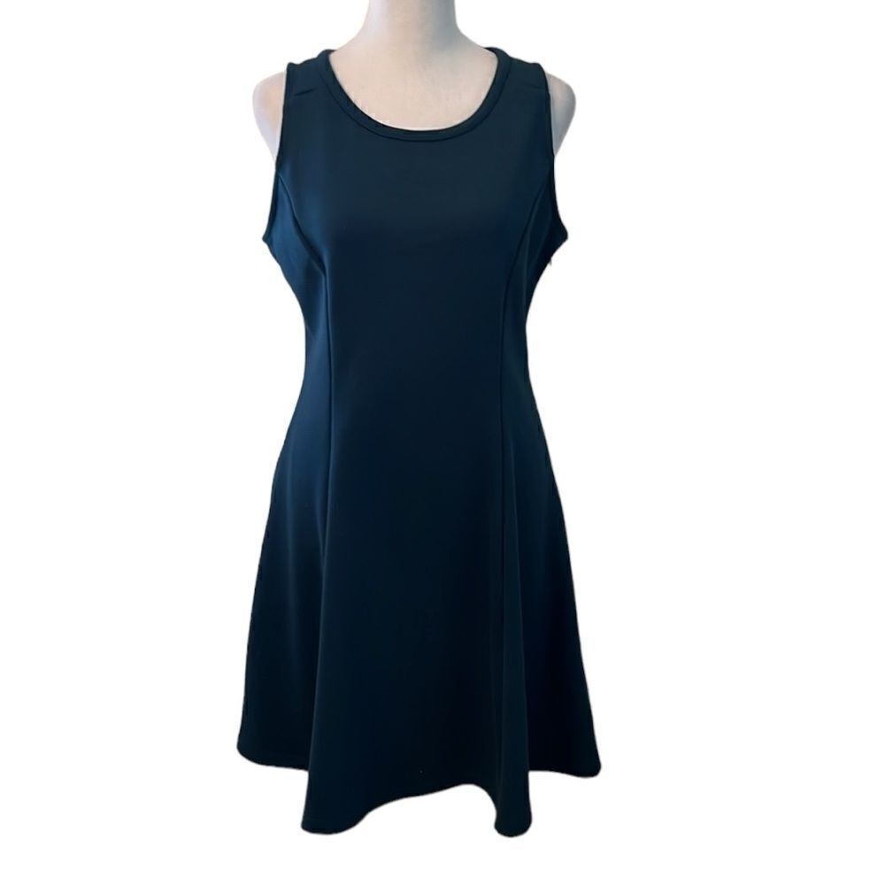 Old Navy szS sleeveless fit/flare dark turquoise side zip keyhole neck dress EUC